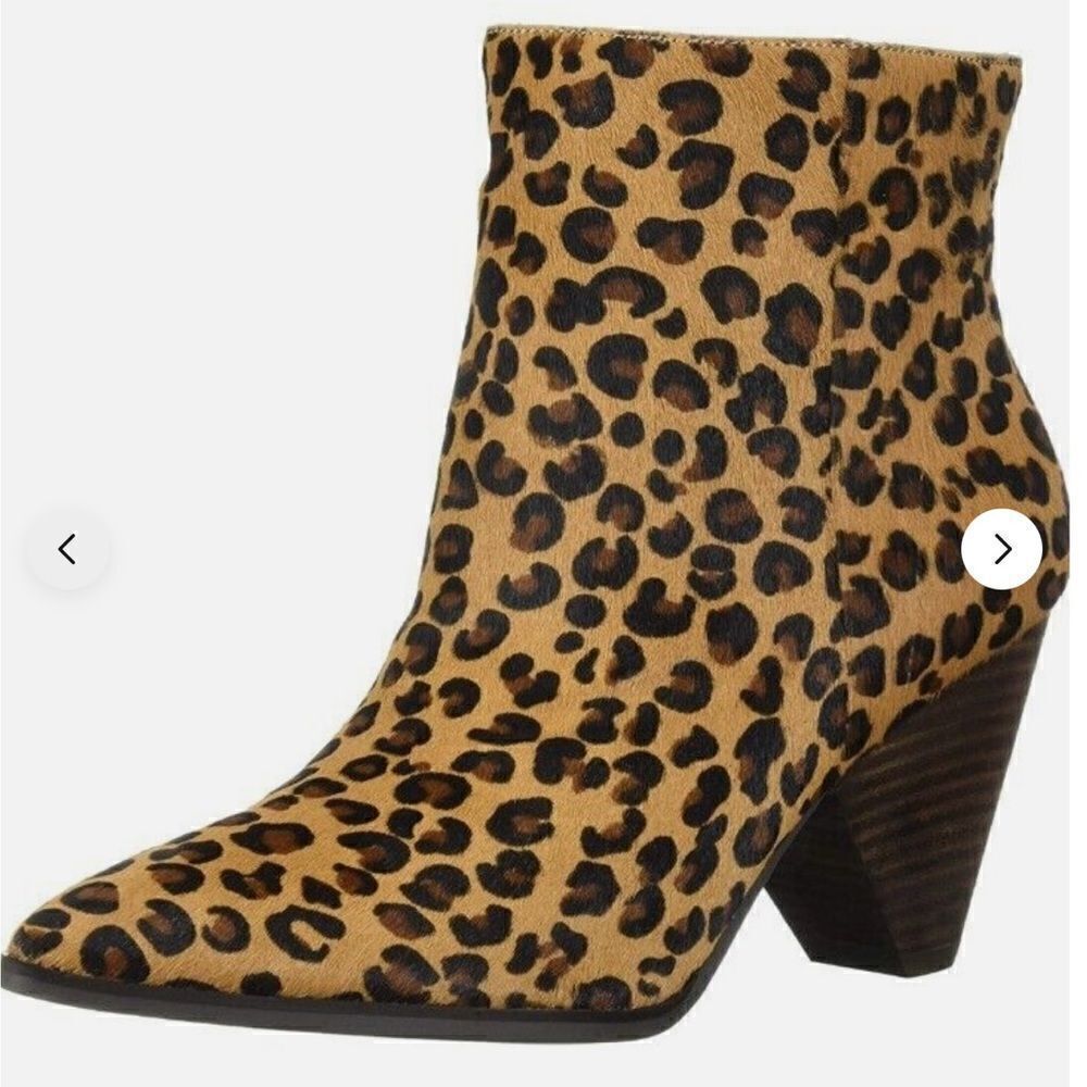 Lucky Brand Munise 2 Leather Leopard Booties Size 7 Pony Hair Calf Hair